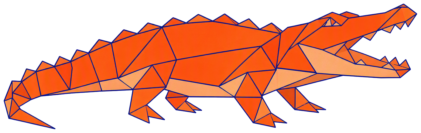 Origami alligator walking